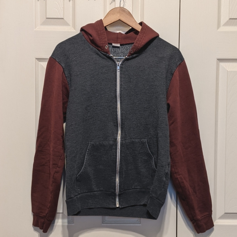 American Apparel colour-blocked zip-up hoody